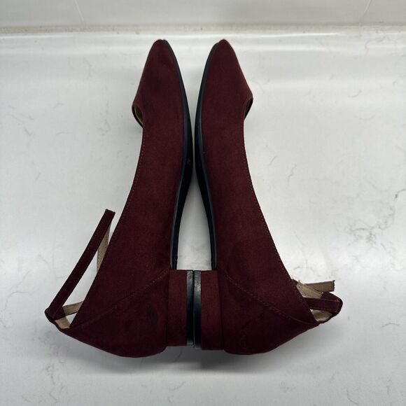 Maroon Ankle Strap Ballet Flats Shoes Women's 9 - Picture 5 of 12